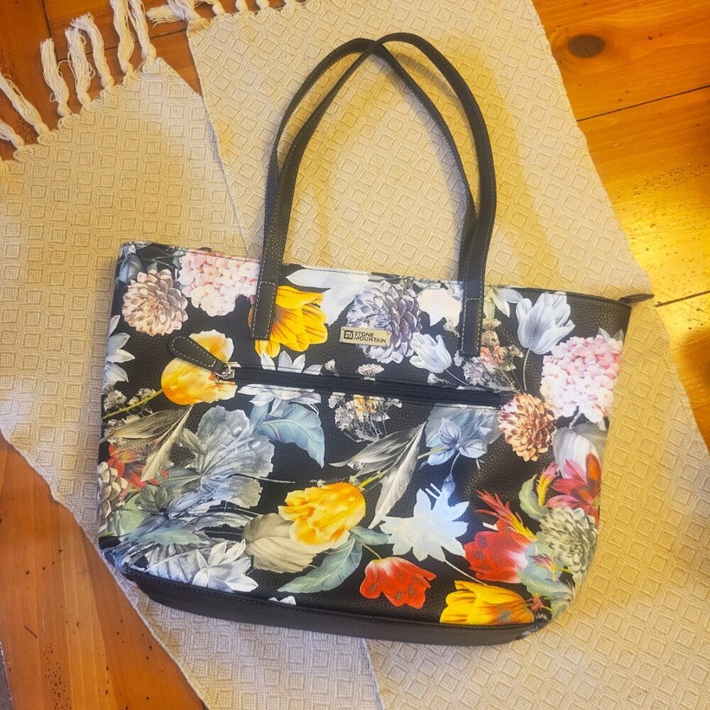 NWOT Stone Mountain Large Floral Tote Shoulder Bag - Picture 4 of 12